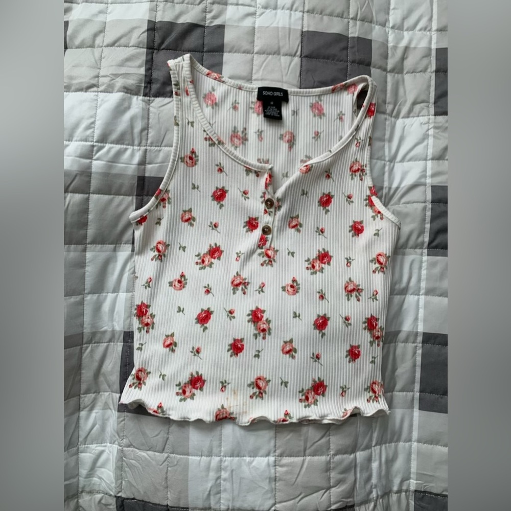 “Soho Girls” floral cropped tank top